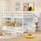 White Wooden Full Over Full Bunk Bed with Storage Steps Low Height Design for Kids Bedrooms